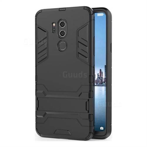 Armor Premium Tactical Grip Kickstand Shockproof Dual Layer Rugged Hard Cover for LG G7 ThinQ - Black