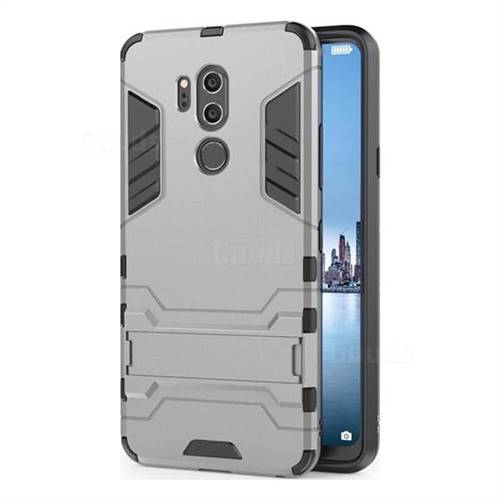 Armor Premium Tactical Grip Kickstand Shockproof Dual Layer Rugged Hard Cover for LG G7 ThinQ - Gray
