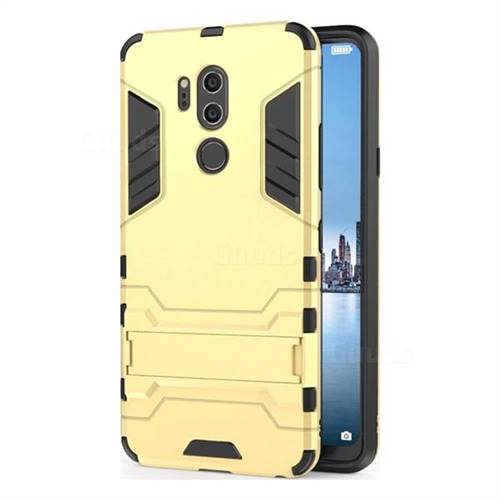 Armor Premium Tactical Grip Kickstand Shockproof Dual Layer Rugged Hard Cover for LG G7 ThinQ - Golden