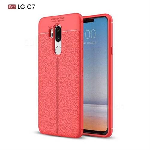 Luxury Auto Focus Litchi Texture Silicone TPU Back Cover for LG G7 ThinQ - Red