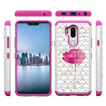 Watercolor Studded Rhinestone Bling Diamond Shock Absorbing Hybrid Defender Rugged Phone Case Cover for LG G7 ThinQ