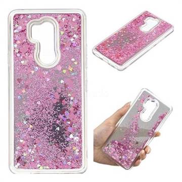 Glitter Sand Mirror Quicksand Dynamic Liquid Star TPU Case for LG G7 ThinQ - Cherry Pink