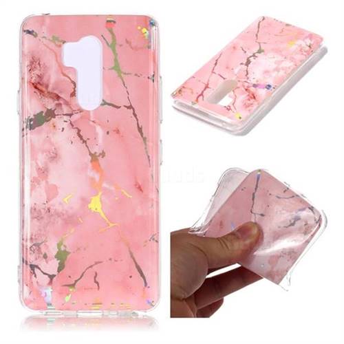 Powder Pink Marble Pattern Bright Color Laser Soft TPU Case for LG G7 ThinQ
