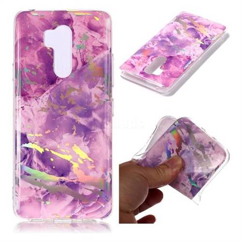 Purple Marble Pattern Bright Color Laser Soft TPU Case for LG G7 ThinQ