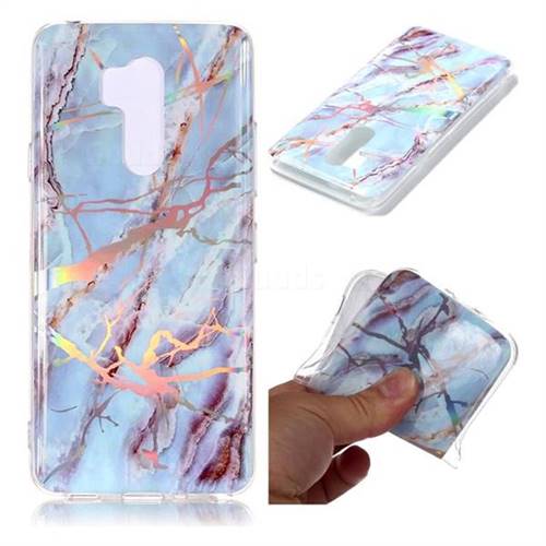 Light Blue Marble Pattern Bright Color Laser Soft TPU Case for LG G7 ThinQ