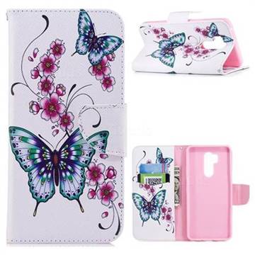 Peach Butterflies Leather Wallet Case for LG G7 ThinQ