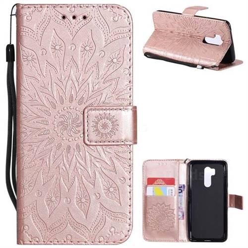 Embossing Sunflower Leather Wallet Case for LG G7 ThinQ - Rose Gold