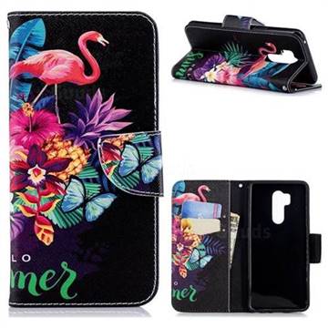 Flowers Flamingos Leather Wallet Case for LG G7 ThinQ