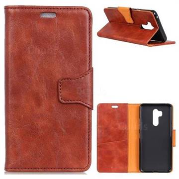 MURREN Luxury Crazy Horse PU Leather Wallet Phone Case for LG G7 ThinQ - Brown