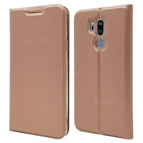 Ultra Slim Card Magnetic Automatic Suction Leather Wallet Case for LG G7 ThinQ - Rose Gold