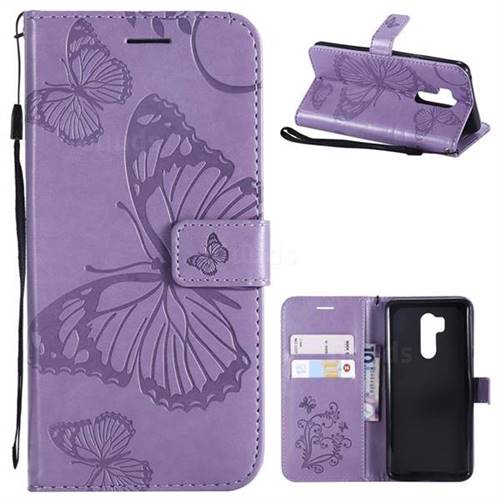 Embossing 3D Butterfly Leather Wallet Case for LG G7 ThinQ - Purple