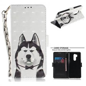 Husky Dog 3D Painted Leather Wallet Phone Case for LG G7 ThinQ