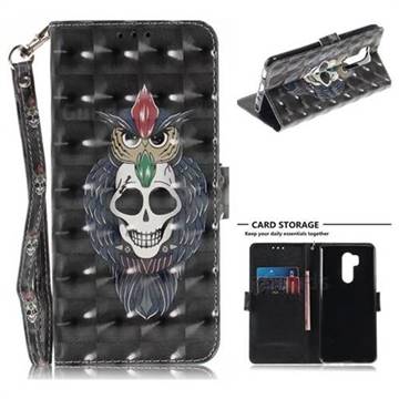 Skull Cat 3D Painted Leather Wallet Phone Case for LG G7 ThinQ