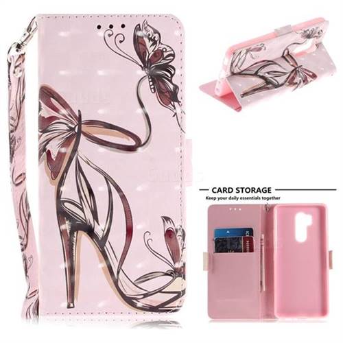 Butterfly High Heels 3D Painted Leather Wallet Phone Case for LG G7 ThinQ