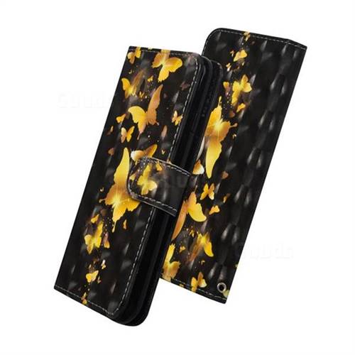 Golden Butterfly 3D Painted Leather Wallet Case for LG G7 ThinQ