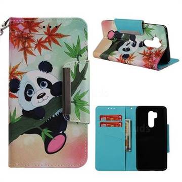 Bamboo Panda Big Metal Buckle PU Leather Wallet Phone Case for LG G7 ThinQ