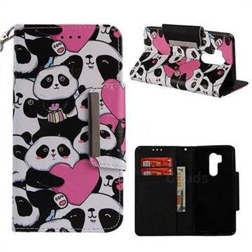 Heart Panda Big Metal Buckle PU Leather Wallet Phone Case for LG G7 ThinQ
