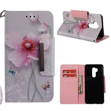 Pearl Flower Big Metal Buckle PU Leather Wallet Phone Case for LG G7 ThinQ