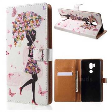 Flower Umbrella Girl Leather Wallet Case for LG G7 ThinQ