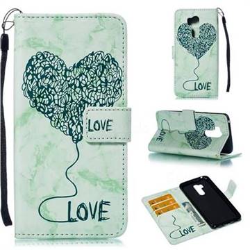 Marble Heart PU Leather Wallet Phone Case for LG G7 ThinQ - Green