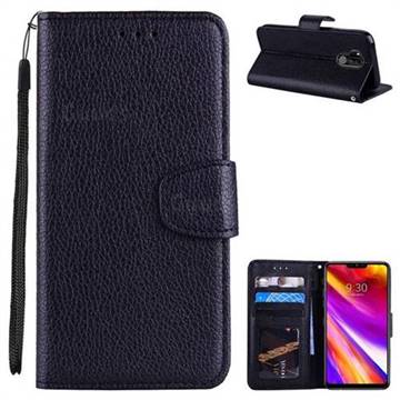 Litchi Pattern PU Leather Wallet Case for LG G7 ThinQ - Black