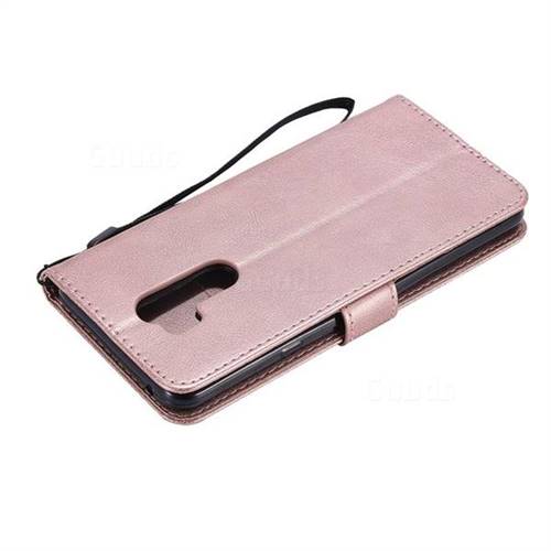 Retro Greek Classic Smooth Pu Leather Wallet Phone Case For Lg G Thinq Rose Gold Leather