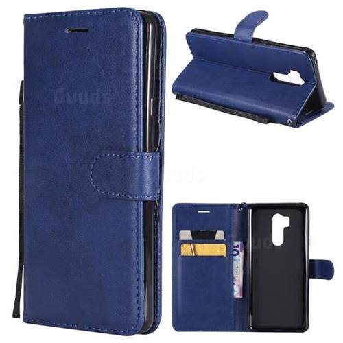 Retro Greek Classic Smooth PU Leather Wallet Phone Case for LG G7 ThinQ - Blue
