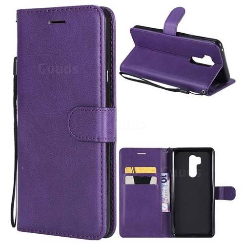 Retro Greek Classic Smooth PU Leather Wallet Phone Case for LG G7 ThinQ - Purple
