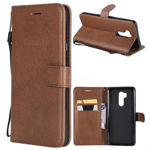 Retro Greek Classic Smooth PU Leather Wallet Phone Case for LG G7 ThinQ - Brown