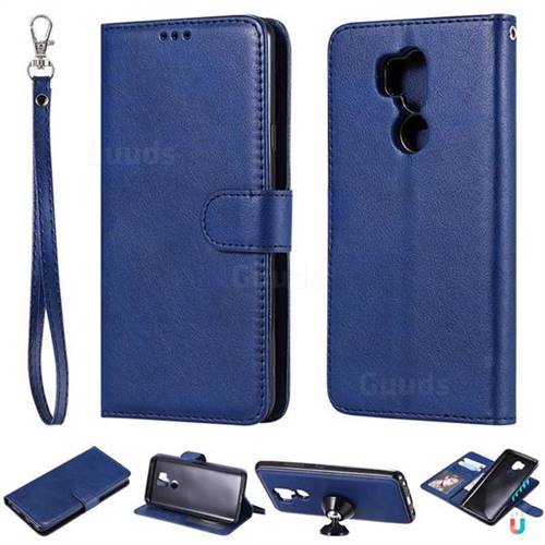 Retro Greek Detachable Magnetic PU Leather Wallet Phone Case for LG G7 ThinQ - Blue