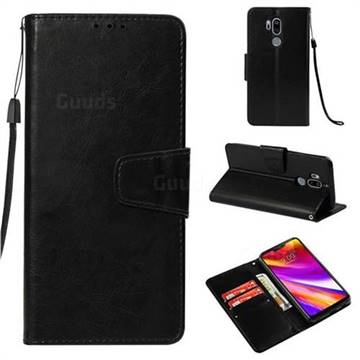 Retro Phantom Smooth PU Leather Wallet Holster Case for LG G7 ThinQ - Black