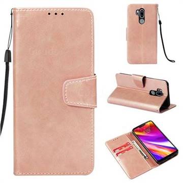Retro Phantom Smooth PU Leather Wallet Holster Case for LG G7 ThinQ - Rose Gold
