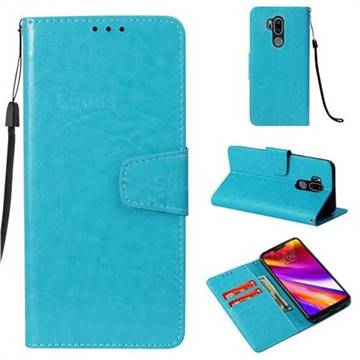 Retro Phantom Smooth PU Leather Wallet Holster Case for LG G7 ThinQ - Sky Blue