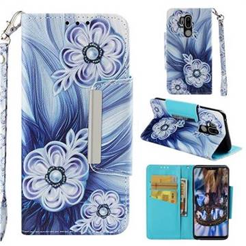 Button Flower Big Metal Buckle PU Leather Wallet Phone Case for LG G7 ThinQ