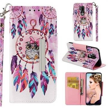 Owl Wind Chimes Big Metal Buckle PU Leather Wallet Phone Case for LG G7 ThinQ