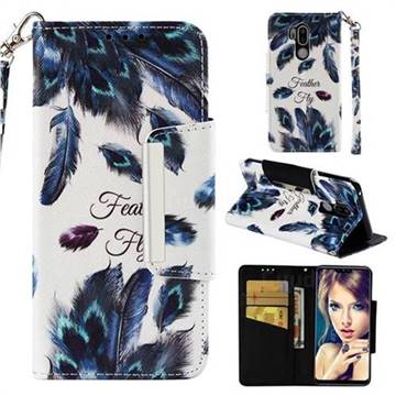 Peacock Feather Big Metal Buckle PU Leather Wallet Phone Case for LG G7 ThinQ