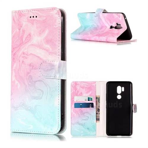 Pink Green Marble PU Leather Wallet Case for LG G7 ThinQ