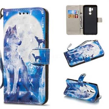 Ice Wolf 3D Painted Leather Wallet Phone Case for LG G7 ThinQ