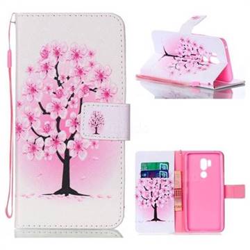 Peach Flower Leather Wallet Phone Case for LG G7 ThinQ