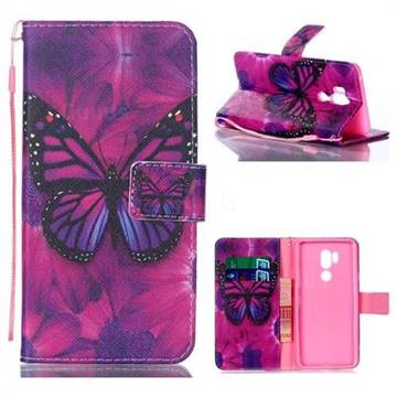 Black Butterfly Leather Wallet Phone Case for LG G7 ThinQ