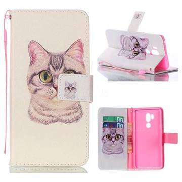 Lovely Cat Leather Wallet Phone Case for LG G7 ThinQ