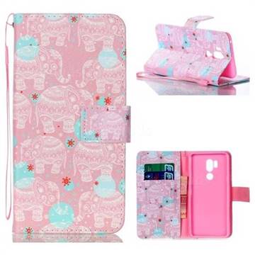Pink Elephant Leather Wallet Phone Case for LG G7 ThinQ