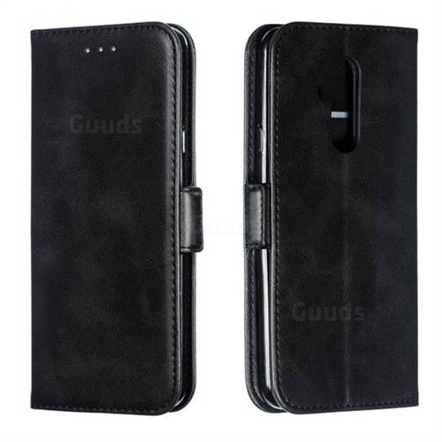 Retro Classic Calf Pattern Leather Wallet Phone Case for LG G7 ThinQ - Black