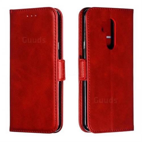 Retro Classic Calf Pattern Leather Wallet Phone Case for LG G7 ThinQ - Red