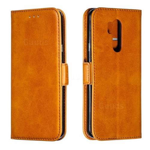 Retro Classic Calf Pattern Leather Wallet Phone Case for LG G7 ThinQ - Yellow