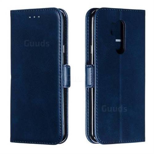 Retro Classic Calf Pattern Leather Wallet Phone Case for LG G7 ThinQ - Blue