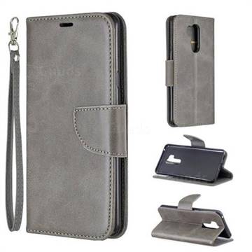 Classic Sheepskin PU Leather Phone Wallet Case for LG G7 ThinQ - Gray