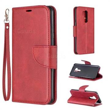 Classic Sheepskin PU Leather Phone Wallet Case for LG G7 ThinQ - Red