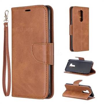 Classic Sheepskin PU Leather Phone Wallet Case for LG G7 ThinQ - Brown