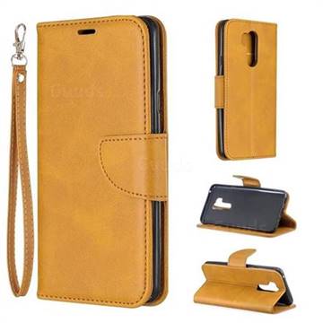 Classic Sheepskin PU Leather Phone Wallet Case for LG G7 ThinQ - Yellow